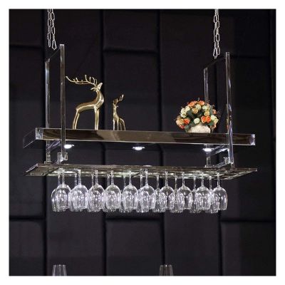 ALDEPO Wine Rack Wine Racks Layer Stainless Steel Creativity Neon Lights Suspension Display Stand Goblets Rack J111, Gold (Color : Dolphin Waves)