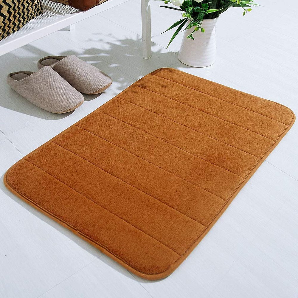 Thick Memory Foam Bath Rugs, Soft Absorbent Soft Memory Foam Mat, Non-Slip Bathroom Mats, Machine Washable Bathmat, Carpet Rug Room Decor for Shower Floor, 24''x17'' Bath Rugs (Brown)