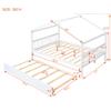 Merax Full Size Wooden House Bed with Trundle, Wood Bed Frame with Roof for Kids, Teens, Boys or Girls, White view 2