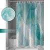 Fabric Shower Curtain 60x72 Inch, Teal Green Marble Yellow Lines Gradient Shower Curtain for Bathroom with Hooks,Waterproof Bath Shower Curtain Sets Decorative Bathroom Accessories view 3
