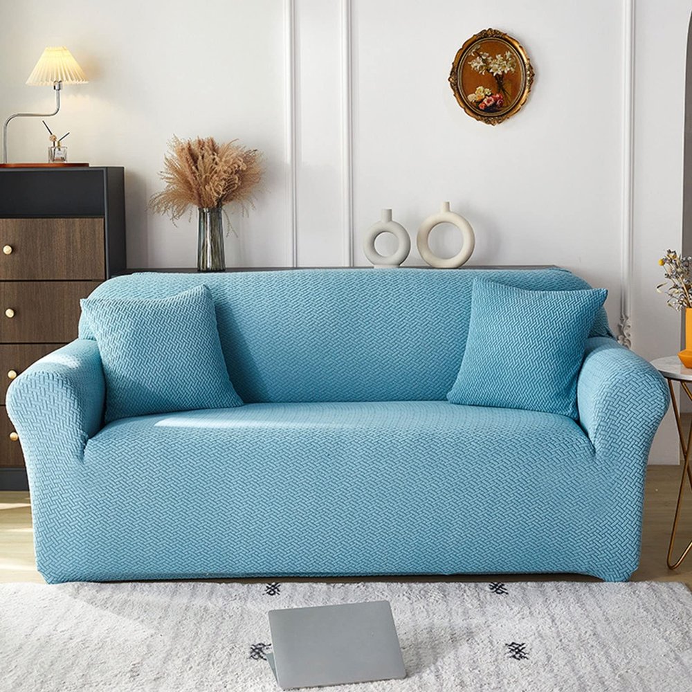 MIPOPS Stretch Velvet Sofa Covers for Living Room 1/2/3/4 Seat All-Inclusive Plush Couch Covers Elastic Case Couch Sofa Slipcover(M,1 Seater 90-140CM)