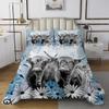 Highland Cow Bedspread Set Cowboys Gifts for Men Boys, Longhorn Bull Cattle Coverlet Set Wild Animal Quilt Set, Daisy Rustic Flower Bed Set Western Farmhouse Decor, Blue Ink Ombre Art Quilted King view 2