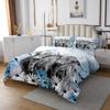 Highland Cow Bedspread Set Cowboys Gifts for Men Boys, Longhorn Bull Cattle Coverlet Set Wild Animal Quilt Set, Daisy Rustic Flower Bed Set Western Farmhouse Decor, Blue Ink Ombre Art Quilted King view 3
