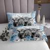 Highland Cow Bedspread Set Cowboys Gifts for Men Boys, Longhorn Bull Cattle Coverlet Set Wild Animal Quilt Set, Daisy Rustic Flower Bed Set Western Farmhouse Decor, Blue Ink Ombre Art Quilted King view 4