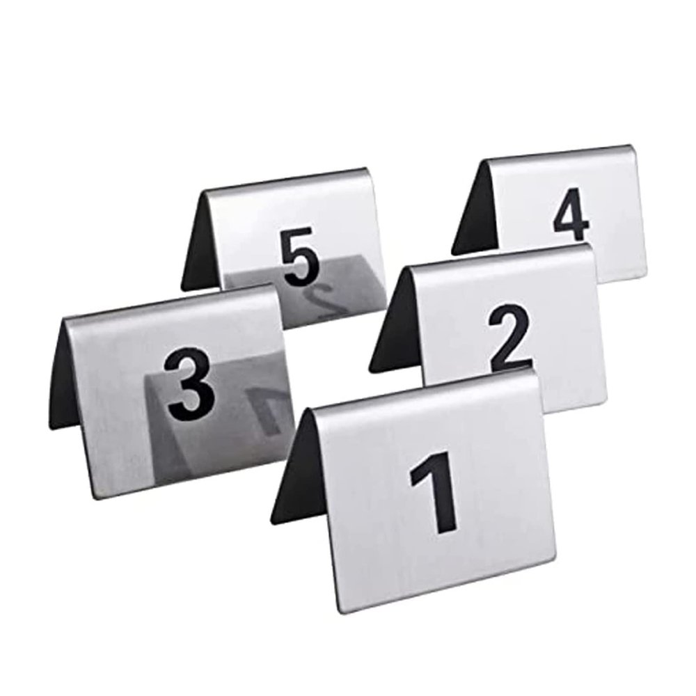 Tent Style Table Cards, Stainless Steel Party Table Number Place Cards, Stackable Double Sided Digital Tent Style Table Number Stands, for Cafes Bars Wedding Numbers ( Color : 1 to 25 , Size : L:5cmxW