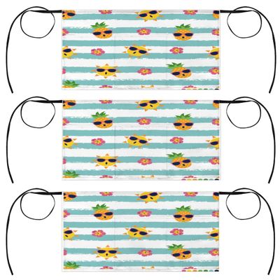 Tavisto Pineapple Sunglasses 3 Pack Server Aprons for Women with 3 Pockets Funny Oil-proof Server Apron Cute Waist Half Short Apron with Extra Long Straps for Kitchen Restaurant Server