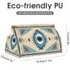 Evil Eye Tribal Boho Retro Tissue Box Cover, PU Leather Rectangular Tissue Box Case Organizer Holder Vanity Dresser Night Stand Table Countertop Home Office Car 7.7X4.7X4.3'' view 3