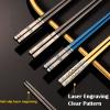 Portable Chopsticks with Pull Design Case, Reusable Metal Stainless Steel Chopstick with Titanium Plated for School, Home, Office, Outdoor, Bento Box Use, Dishwasher Safe (Black Phoenix) view 2