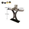 KWOKING Stone Console Table Scratch Resistant Table Rectangle Accent Table 31.49" High Italian Style Rock Slab Porch Table Entry Home Wall Art Strip Table Desk Black Base White Top 47"L x 12"W x 31"H view 2