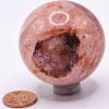 48mm 160g Rainbow Flash Red Rose Hematoid (Heated) Fire Quartz Sphere Polished Natural Sparkling Translucent Gemstone Crystal Mineral Ball - Madagascar + Stand view 3