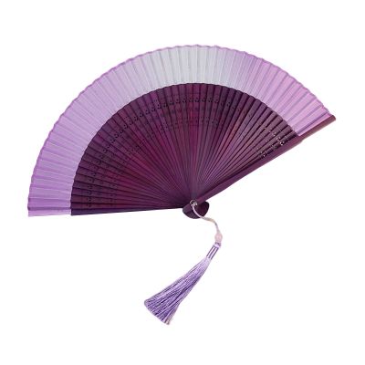 Altsuceser Handheld Fans, Hollow Out Folding Fans with Bamboo Frames and Tassels for Dancing Cosplay Wedding Party Props Decoration Purple
