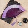Altsuceser Handheld Fans, Hollow Out Folding Fans with Bamboo Frames and Tassels for Dancing Cosplay Wedding Party Props Decoration Purple view 2