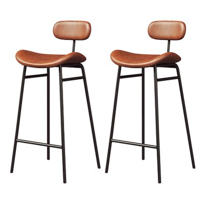 KAMPCO Set of 2 Kitchen Counter Height Bar Stools with Back, Faux Leather Upholstered Barstools, Bar Chairs for Kitchen Dining Room Restaurant Pub Coffee
