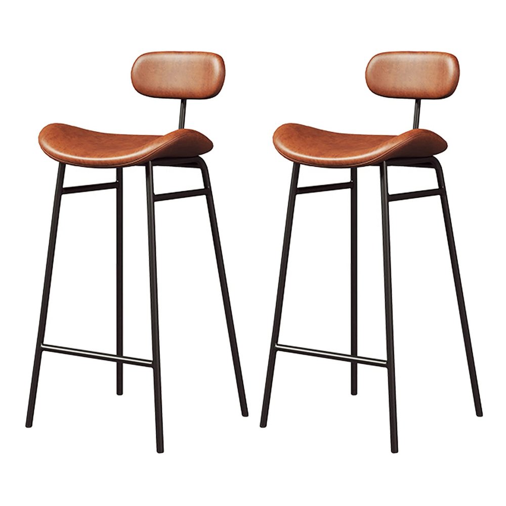 KAMPCO Set of 2 Kitchen Counter Height Bar Stools with Back, Faux Leather Upholstered Barstools, Bar Chairs for Kitchen Dining Room Restaurant Pub Coffee