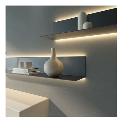LXHELIVERY 1pcs Floating Metal Wall Shelf Picture Ledge with Built-in Illuminated LED Light for -DIY Linear Floating Shelf for Bathroom, Bedroom, Living Room (Color : Black, Size : 120x20x60cm)