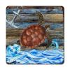 ArogGeld Nautical Coastal Sea Turtle Anchor Tin Sign Sea Wave Metal Wall Art Ocean Theme Decorative Home Wall Art 10x10in Abstract Wall Art Decor for Bedroom Cafe Bar Club Pub Garage view 1