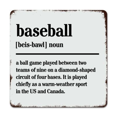 ArogGeld Baseball Definition Metal Sign Unique Sports Metal Tin Sign Typography Wall Art Poster Wall Art Decor Antique Plaque Tin Sign for Indoor Outdoor Farmhouse Coffee 10x10in