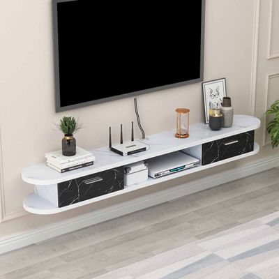 IBOWZ Floating TV Stand Cabinet Hanging TV Console,Floating TV Stand Cabinet with 2 Drawers,Audio