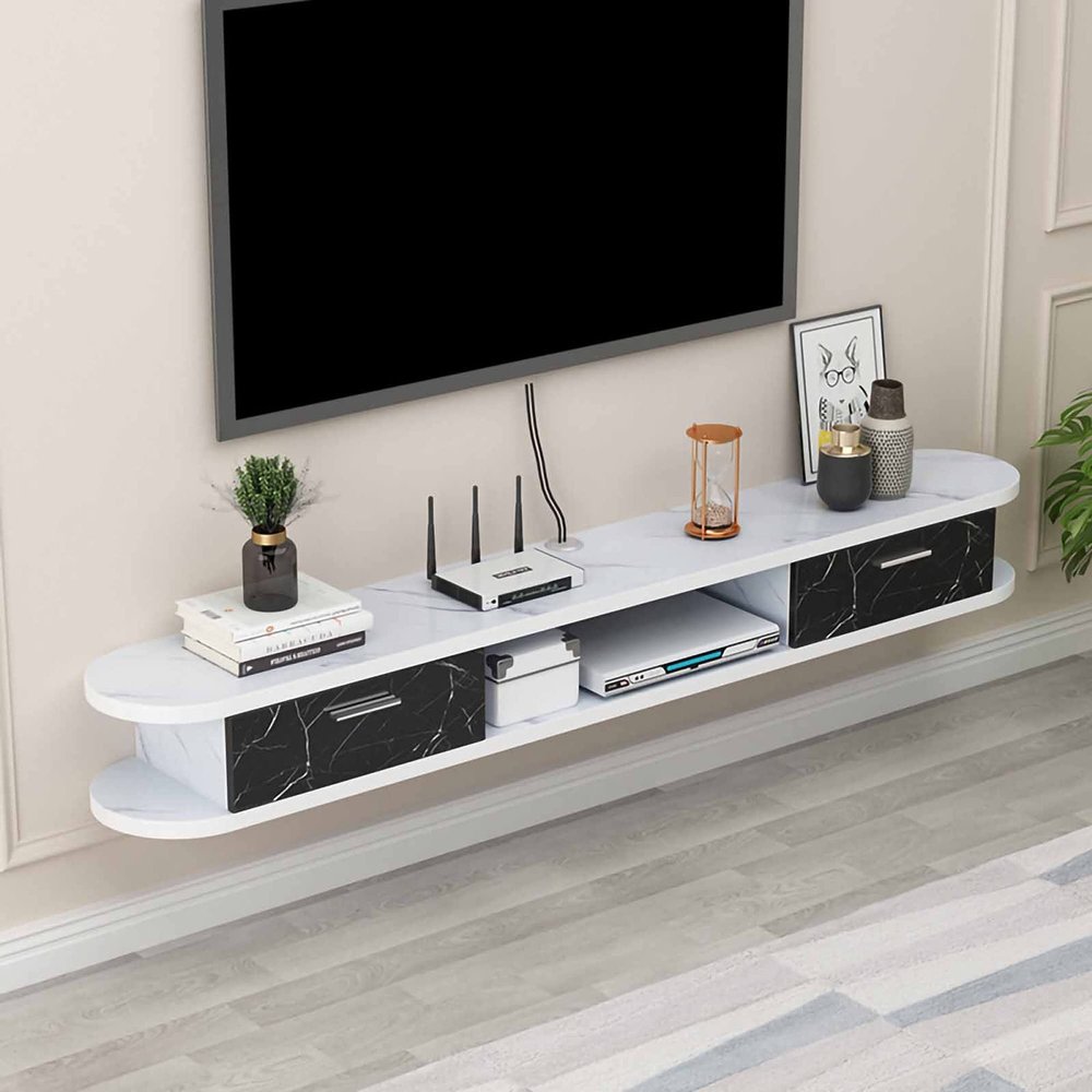 IBOWZ Floating TV Stand Cabinet Hanging TV Console,Floating TV Stand Cabinet with 2 Drawers,Audio