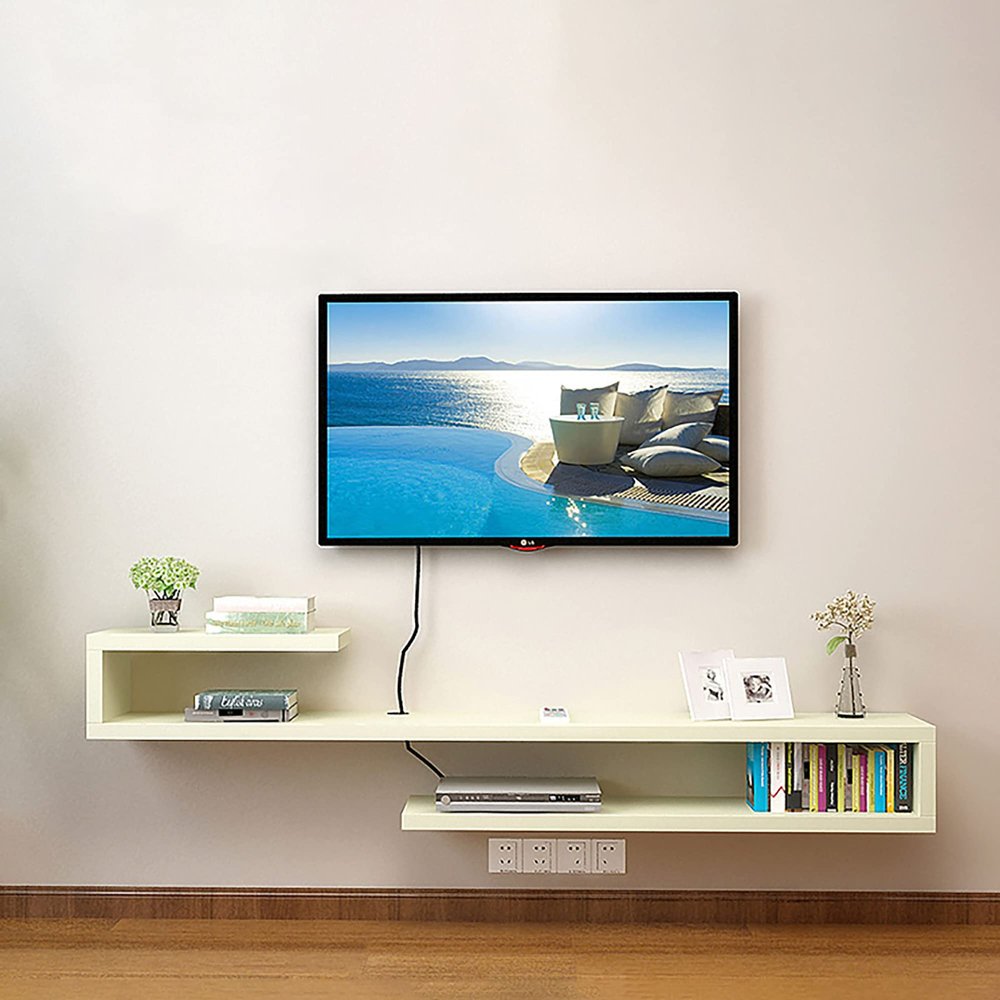 IBOWZ Floating TV Stand Cabinet Floating Tv Stand Cabinet,Wall Mount Entertainment Unit with Open Storages,Multimedia Storage Shelf with Cable Management
