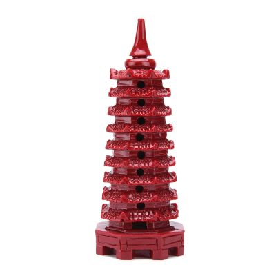 BRABUD Resin Wenchang Tower Pagoda Statue Fengshui 6.8'' 9 Level Pagoda Red Figurine Attract Wealth Lucky Business Rises Study Office Desk Shelf Decoration TQGJBS295