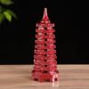 BRABUD Resin Wenchang Tower Pagoda Statue Fengshui 6.8'' 9 Level Pagoda Red Figurine Attract Wealth Lucky Business Rises Study Office Desk Shelf Decoration TQGJBS295 view 3