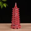 BRABUD Resin Wenchang Tower Pagoda Statue Fengshui 6.8'' 9 Level Pagoda Red Figurine Attract Wealth Lucky Business Rises Study Office Desk Shelf Decoration TQGJBS295 view 4