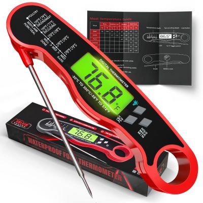 AWLKIM Digital Meat Thermometer, Instant Read Thermometer, Red