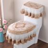 3 Pcs/Set Fabric Lace Toilet Mat Three-Piece Gold Velvet Toilet Seat Cover U-Shaped Zipper Toilet Pedestal Ring Toilet Cover (Color : Italian velvetCoffee) view 3