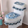 3 Pcs/Set Fabric Lace Toilet Mat Three-Piece Gold Velvet Toilet Seat Cover U-Shaped Zipper Toilet Pedestal Ring Toilet Cover (Color : Italian velvetCoffee) view 4
