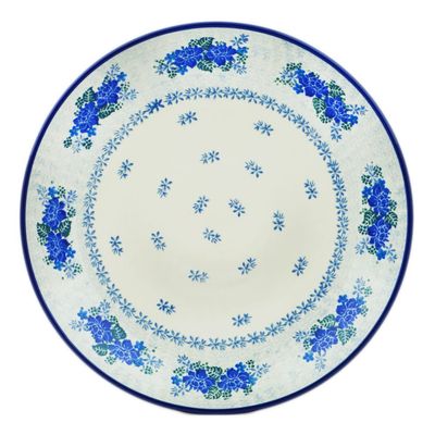 Polmedia Polish Pottery Dinner Plate UNIKAT - Cornflower Wind Pattern Handmade in Boleslawiec Poland by Ceramika Artystyczna + Certificate of Authenticity
