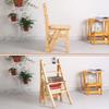 4 Steps Solid Wood Stair Chair Folding Ladder Home Climbing Wood Practical Step Ladder Stool Multifunctional Creative Double Flower Stand Step Stool/3# view 3