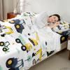 Tractor Sheet Set Queen, Cartoon Truck Bedding Set for Boys Girls Teens, Construction Tractor Bed Sheets, Bulldozer Crane Equipment Sheets, Kawaii Vehicle Car Theme Flat Fitted Sheet, Yellow Blue view 4