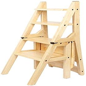 Step Stool American Folding Stair Chair Solid Wood 4 Steps Ladder Stool Multi-Purpose Flower Rack Dual-Purpose Shelf Stool High Ladder Chair Step Stool/B