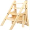 Step Stool American Folding Stair Chair Solid Wood 4 Steps Ladder Stool Multi-Purpose Flower Rack Dual-Purpose Shelf Stool High Ladder Chair Step Stool/B view 1