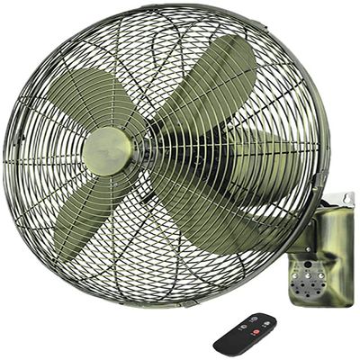 Scpantkend Wall Fan 18 Inch Electric Cooling Fan Remote Control Ventilation Quiet A ++ Efficient Ventilation 3 Speed Oscillating Fan (Color : Green Bronze, Size : 16inch)