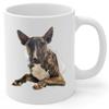 Funny Brindle Bull Terrier Mom And Dad Gifts With Dog Looks Through Coffee Mug White 11 oz view 2