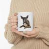 Funny Brindle Bull Terrier Mom And Dad Gifts With Dog Looks Through Coffee Mug White 11 oz view 3