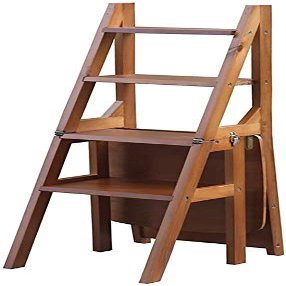 Wooden Step Stool,Shoe Rack Multi-Function Household Folding Ladder Stool, Four-Step Ladder Chair, Shoe Rack, Flower Rack, Kitchen Step Stool Step Stool