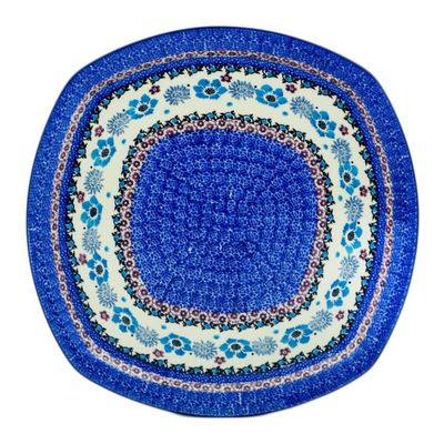 Polmedia Polish Pottery Dinner Plate - Blooming Blues Pattern Handmade in Boleslawiec Poland by Ceramika Artystyczna + Certificate of Authenticity