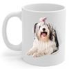 Funny Blue Merle Old English Sheepdog Mom And Dad Gifts With Dog Looks Through Coffee Mug White 11 oz view 1