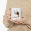 Funny Blue Merle Old English Sheepdog Mom And Dad Gifts With Dog Looks Through Coffee Mug White 11 oz view 3