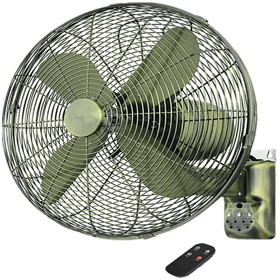 Scpantkend Wall Fan 18 Inch Electric Cooling Fan Remote Control Ventilation Quiet A ++ Efficient Ventilation 3 Speed Oscillating Fan (Color : Green Bronze, Size : 18inch)