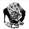 Bedroom High Heels Poker Gun Gambling Winner Wall Clock Vinyl Record Wall Clock Las Vegas Poker Logo Wall Plaque Chip Four-Axis Wall Clock view 1