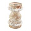 Mud Pie Short Beaded Candlestick, Tan, 4" x 7" view 1
