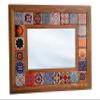 Decorative Bathroom Mirror, Wall Mirror Living Room, Wooden Framed Ceramic Mirror, Housewarming Gift, Talavera Tile, Entryway Boho Decor view 4