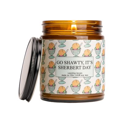 Moonlight Makers Happy Birthday Candle, Go Shawty Its Sherbert Day, Cute Birthday Gifts for Friends, Funny Candle for Birthdays, Vanilla Bean Soy Candle, 40+ Hour Burn Time, 9oz Amber Glass Jar