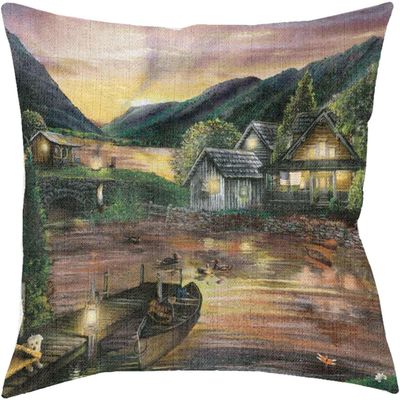 BLACK FOREST DECOR Lake Scene Decorative Pillow