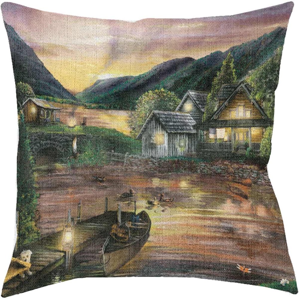 BLACK FOREST DECOR Lake Scene Decorative Pillow