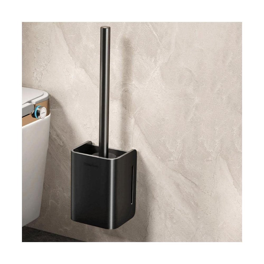 ROHNES Wall Hanging Toilet Brush and Holder Set Space Aluminum Toilet Bowl Brush Toilet Cleaner Brush Bathroom Storage Cleaning